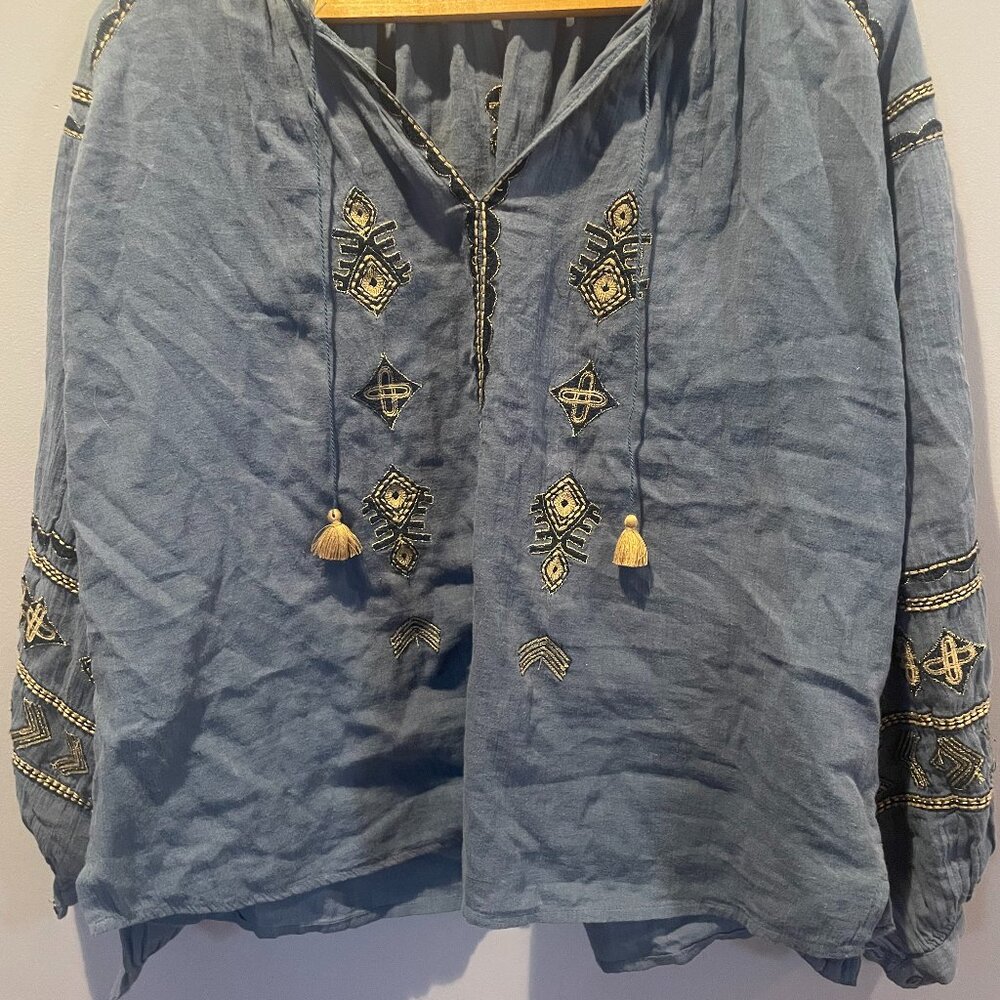 Maison Hotel Long-Sleeved Boho Blouse, Med